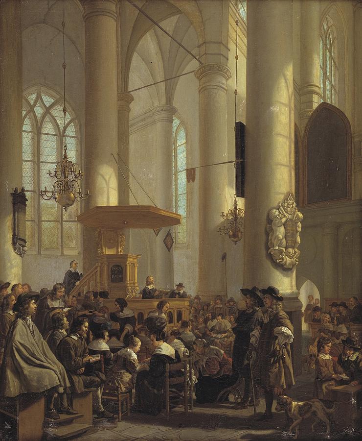 Interior Of A Dutch Church Rutger Van Langevelt 