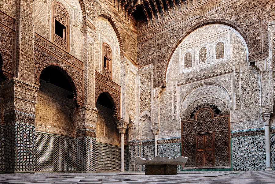 Architecture Digital Art - Interior Of Al Attarine Madrasa, Fes, Morocco, North Africa by Ben Pipe Photography