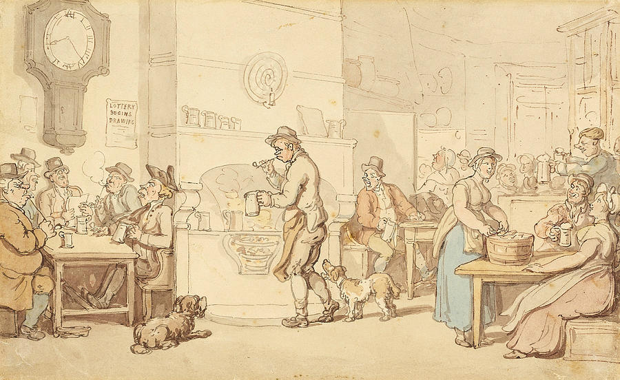 Interior of an Inn Drawing by Thomas Rowlandson