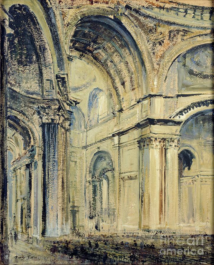 Interior Of St Pauls Cathedral Drawing by Heritage Images