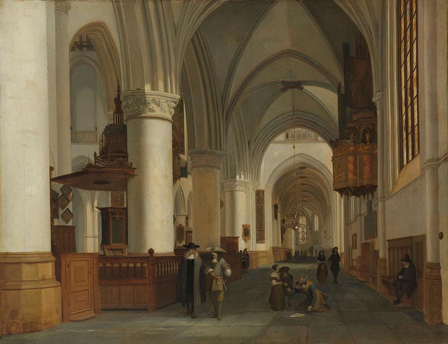 Interior of the Church of St Bavo in Haarlem. Painting by Job Adriaensz Berckheyde