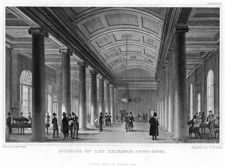 Interior Of The Exchange News-room Drawing by Print Collector