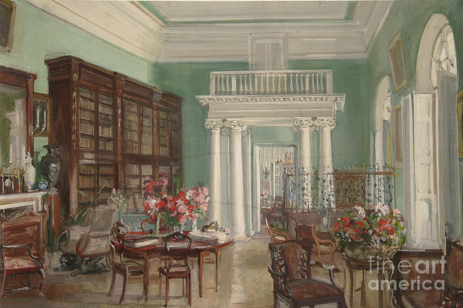 Interior Of The Library In The Golitsyn Drawing by Heritage Images