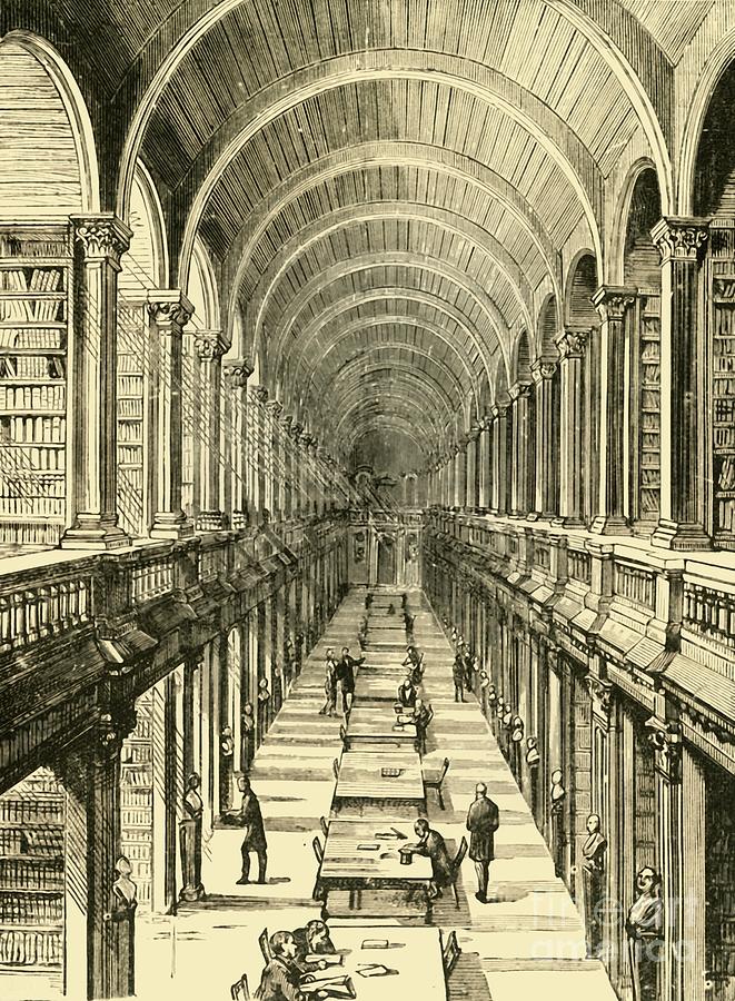 Interior Of The Library Drawing by Print Collector Fine Art America