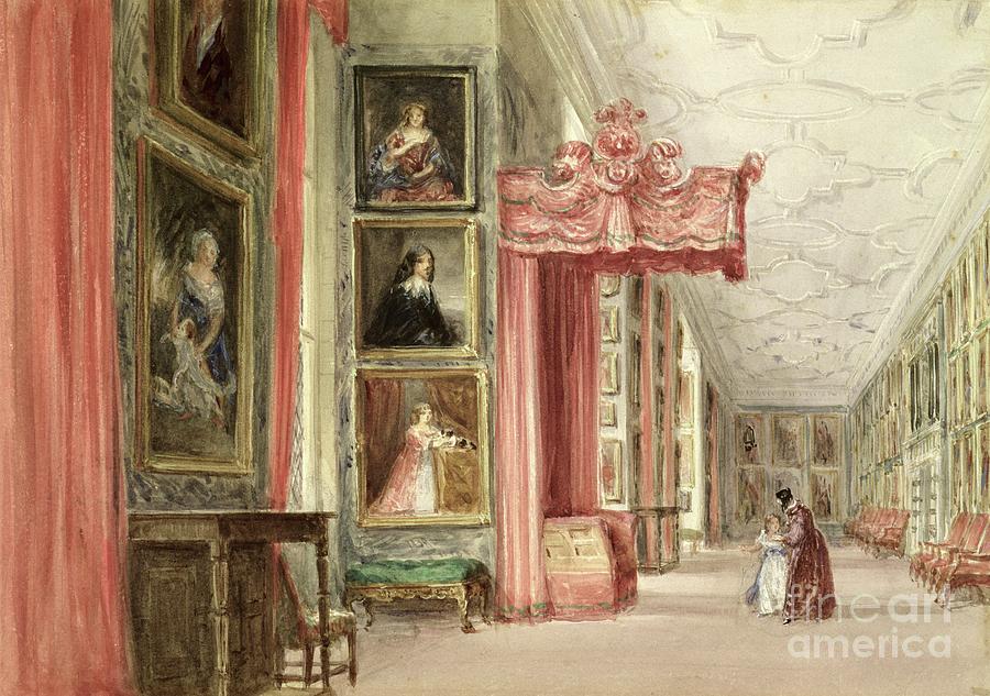 Interior Of The Long Gallery, Hardwick Hall, Derbyshire, 1838 Painting by David Cox