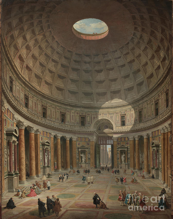 Interior Of The Pantheon, Rome, 1747 Painting by Giovanni Paolo Pannini ...