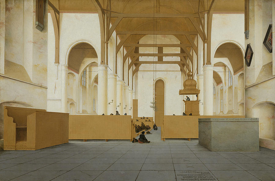 Interior of the Sint-Odulphuskerk in Assendelft Painting by Pieter Jansz Saenredam