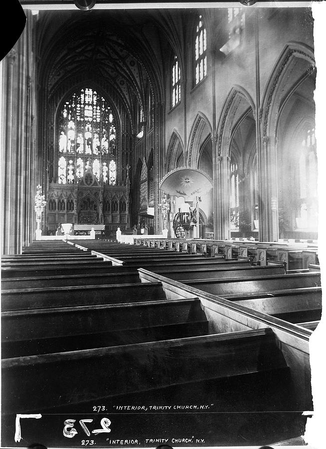 Architecture Photograph - Interior Of Trinity Church by The New York Historical Society