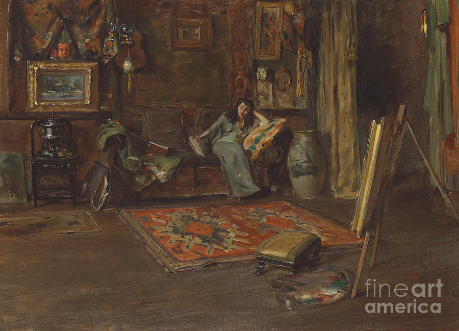 Interior Of William Merritt Chases Tenth Street Studio Painting by Irving Ramsay Wiles