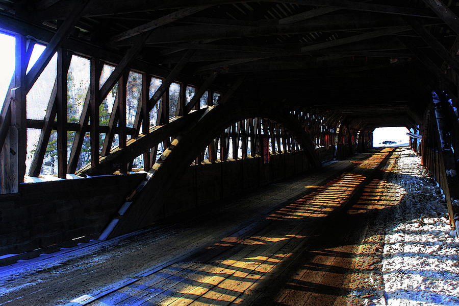 Interior Trusses in a Covered Bridge Photograph by Wayne King