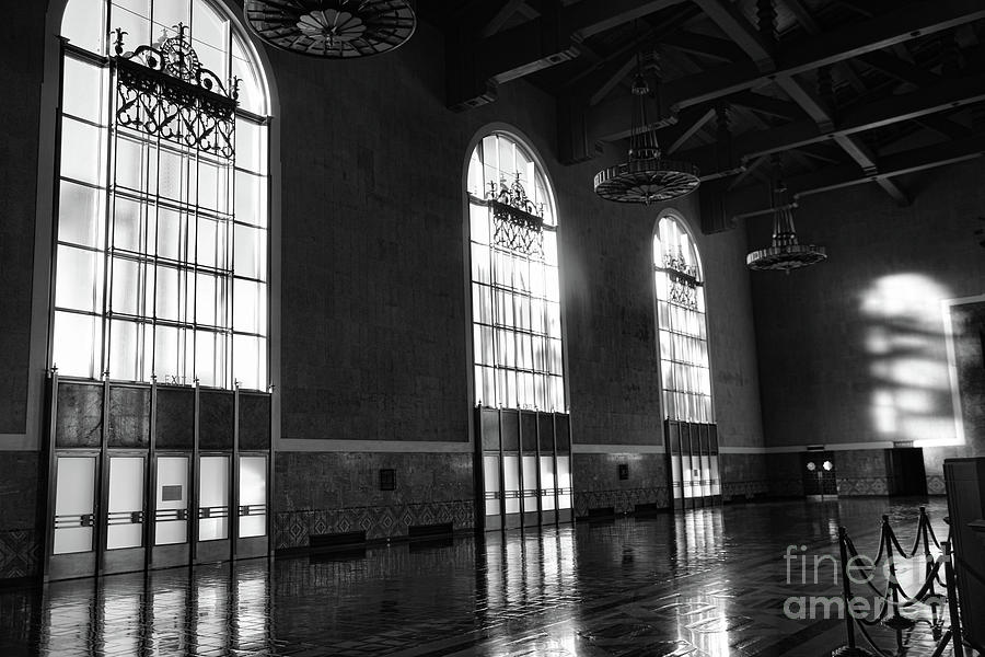 Interior Union Station Black White Los Angeles California  Photograph by Chuck Kuhn
