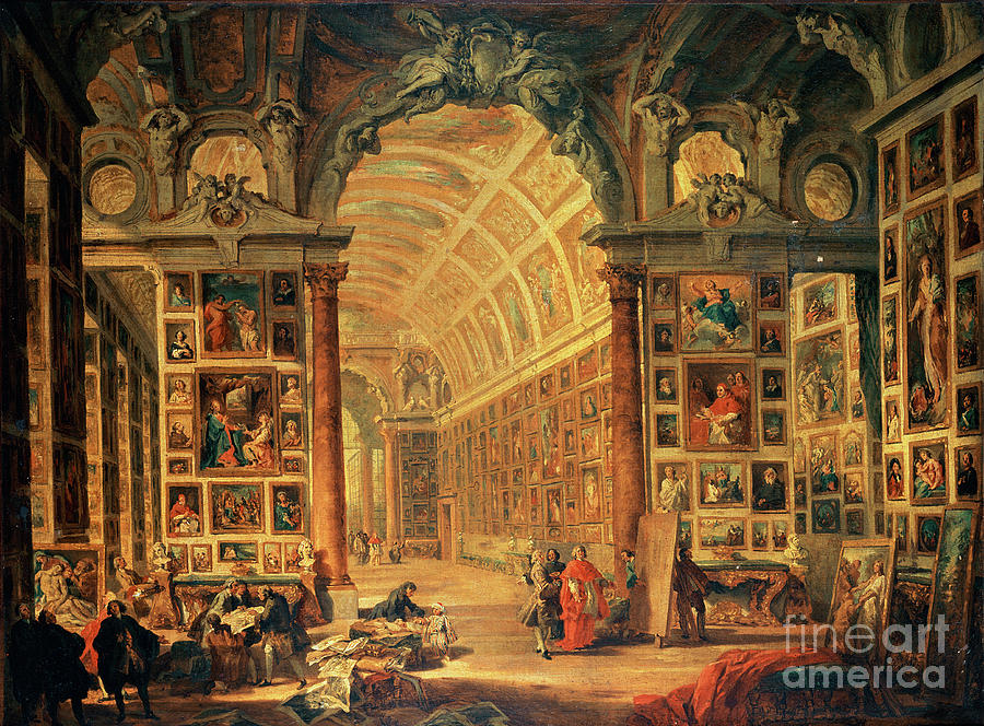 Interior View Of The Colonna Gallery, Rome Painting by Giovanni Paolo Panini