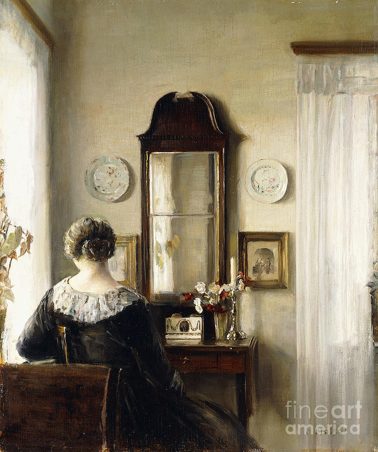 Carl Holsoe Painting - Interior With A Seated Woman By A Window by Carl Holsoe