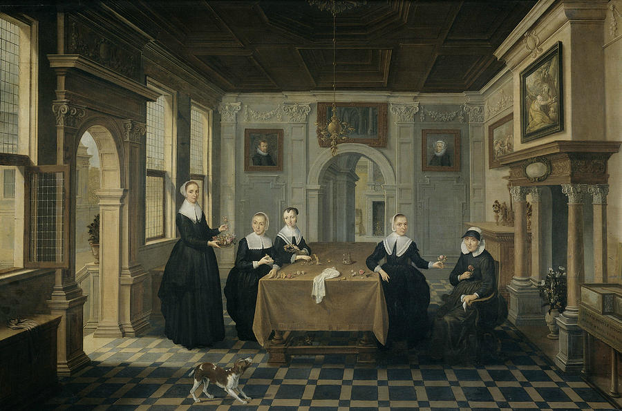 Interior with Five Ladies Painting by Bartholomeus van Bassen