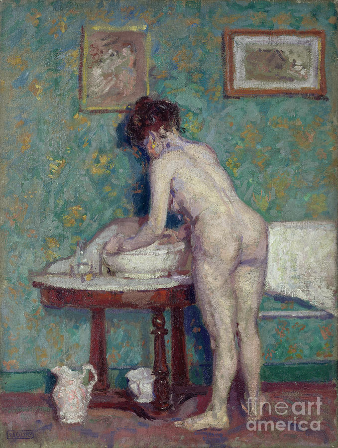 Interior With Nude Painting by Spencer Frederick Gore