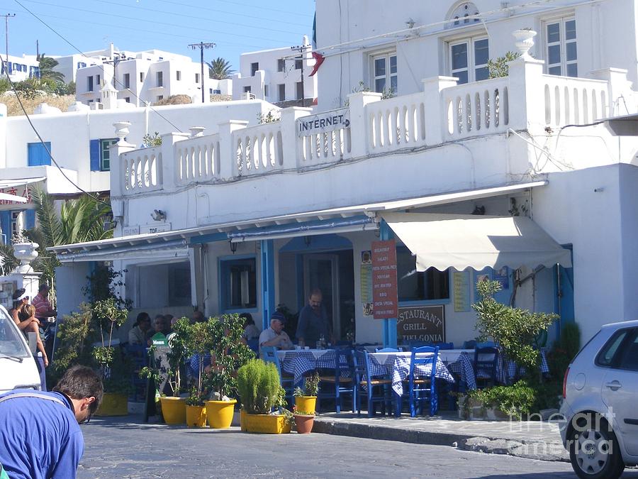 Internet Cafe Mykonos Photograph By Costa Pi