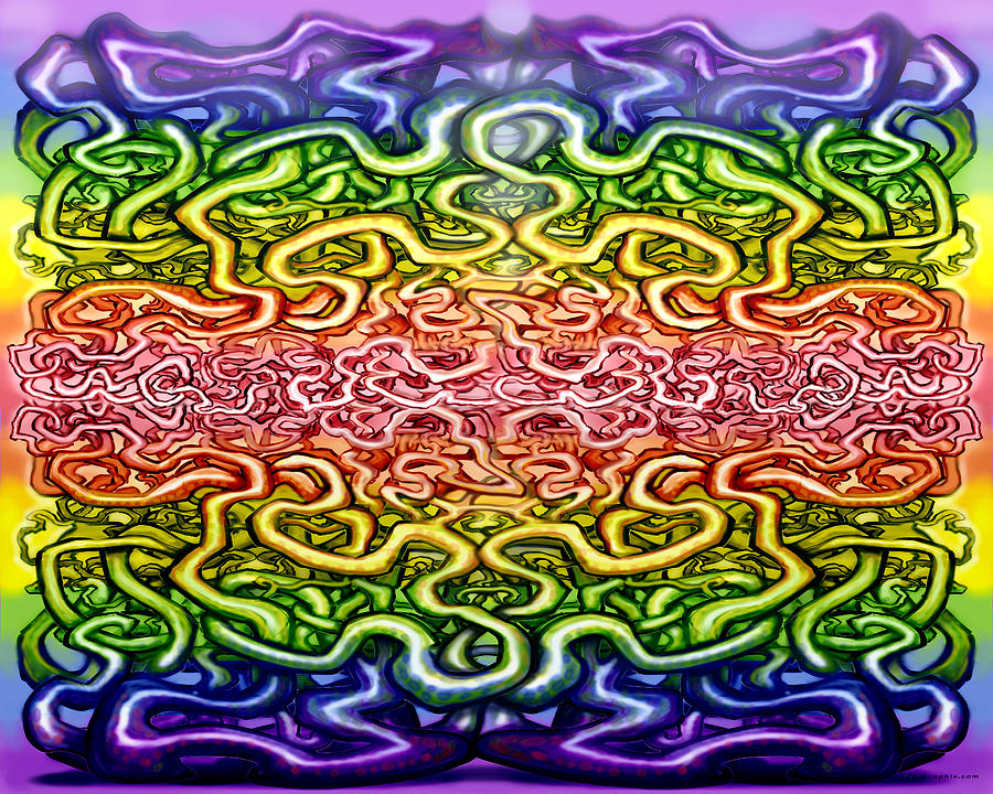 Interwoven Double Rainbow Digital Art