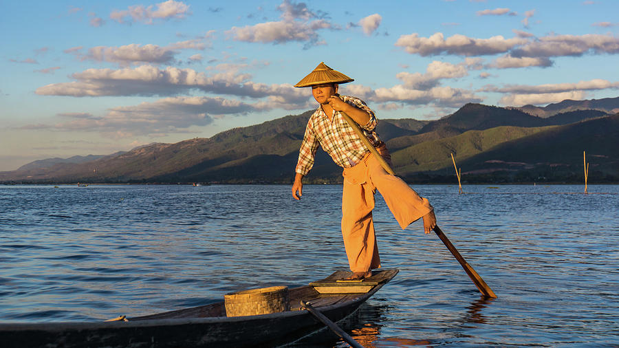 Intha fisherman on Lake Inle in Myanmar Photograph by Ann Moore
