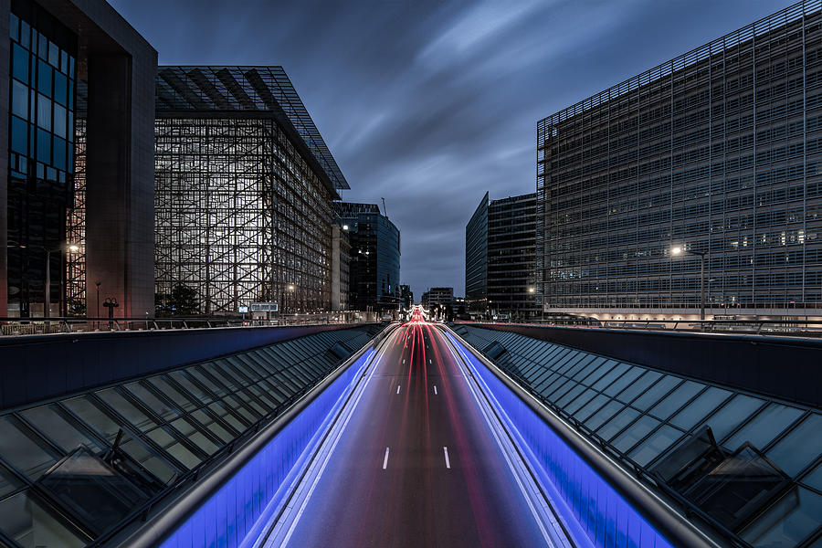 Into Brussels By Night Photograph by Dirk Lecluse