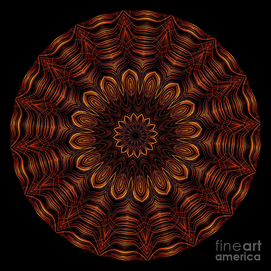 Intricate 29 orange, red and yellow mandala kaleidoscope Photograph by Amy Cicconi