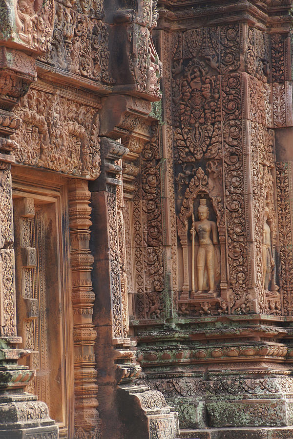 Intricate stone carving on red sandstone doorways and portals Photograph by Steve Estvanik