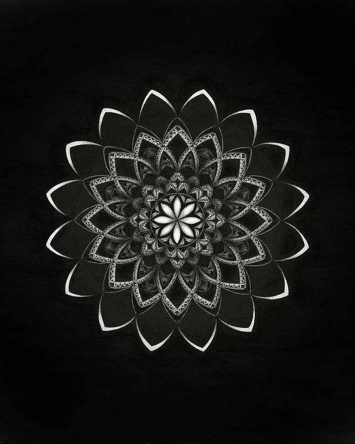 Black And White Digital Art - Intuition Mandala by Nicky Kumar