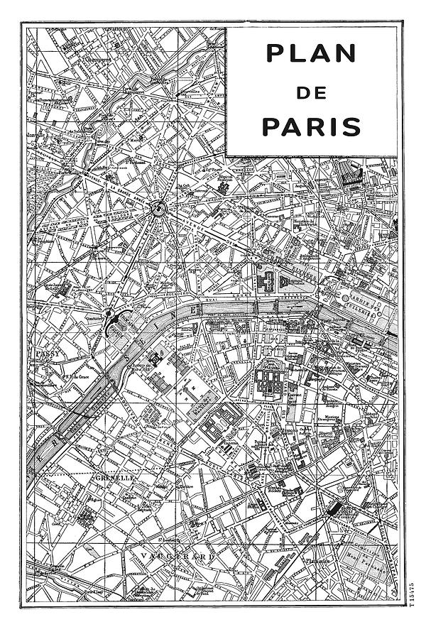 Black And White Mixed Media - Inverted Paris Map by Sue Schlabach