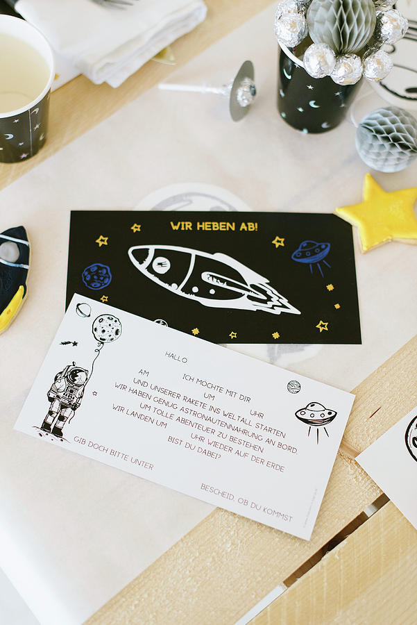 Invitation Card For Space-themed Birthday Party Photograph by Katja Heil