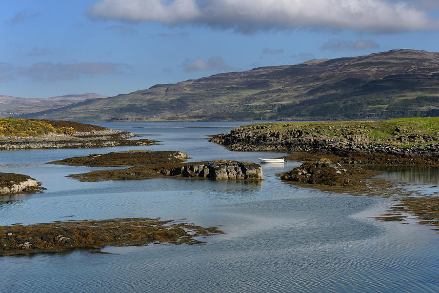 Spring Photograph - Iona Bay With Small Boat Moored, Isle Of Mull, Inner by Jouan Rius / Naturepl.com