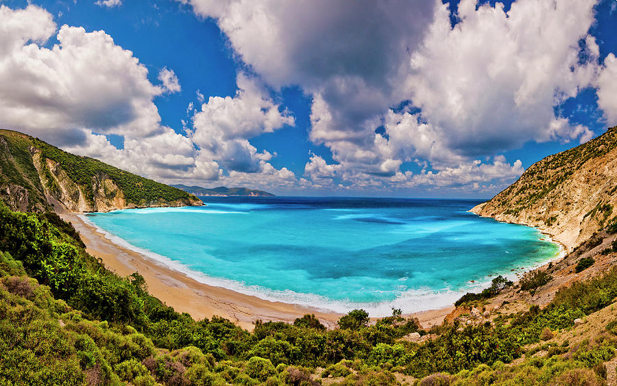 Ionian Islands, Myrtos Beach Digital Art by Olimpio Fantuz | Fine Art ...