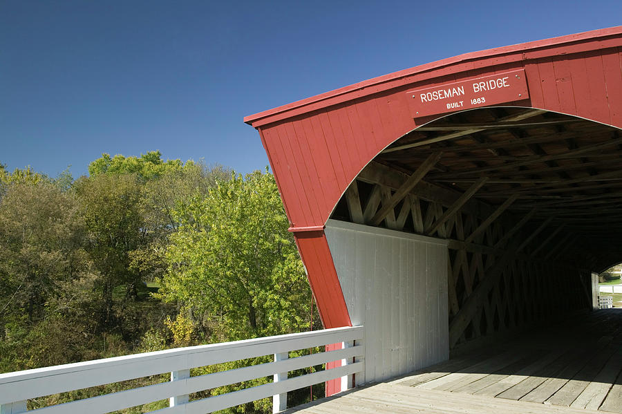 Iowa, Madison County, Covered Bridge Digital Art by Walter Bibikow