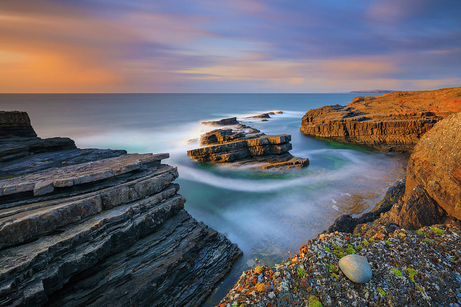 Ireland, Clare, Limestone Terraces At Monument Park, The Location Known As The Bridges Of Ross, Along The Coast Of Loop Head, County Clares Southernmost Point, A Top Spot Along The Wild Atlantic Way Digital Art by Riccardo Spila