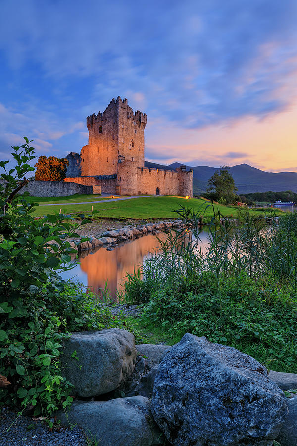Ireland, Kerry, Killarney, Ring Of Kerry, Late Afternoon View Of The 15th Century Ross Castle Along The Shores Of Lough (lake) Leane, One Of The Highlights Of The Lakes Of Killarney National Park Digital Art by Riccardo Spila