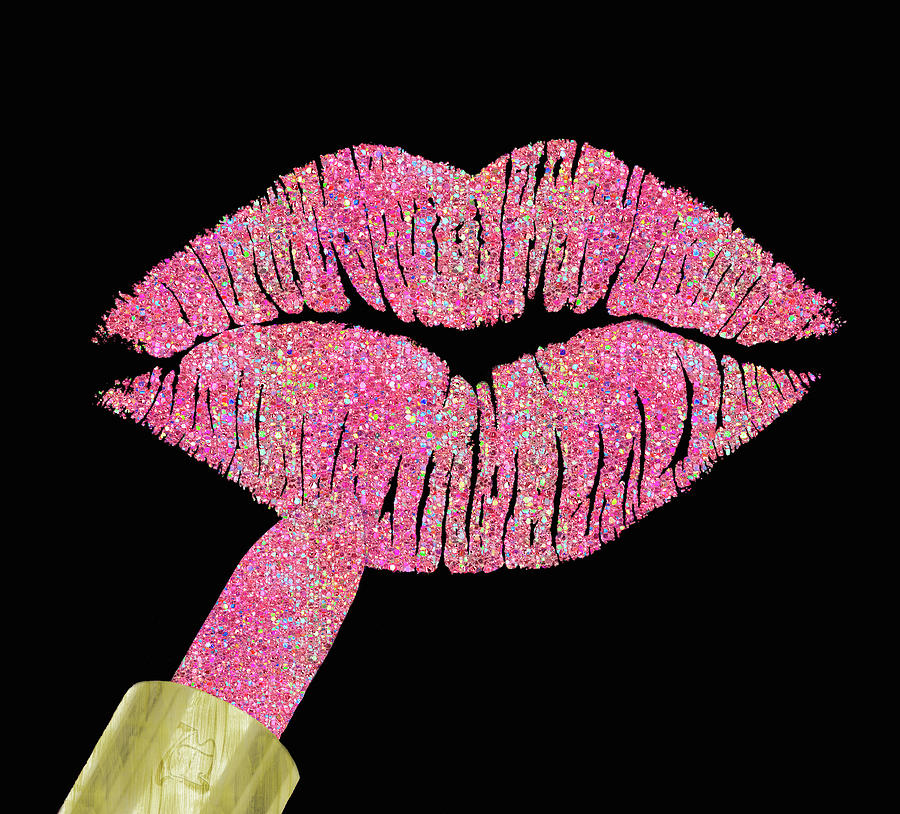 Iridescent Glitter Kiss Pink Digital by Tina Lavoie - Pixels