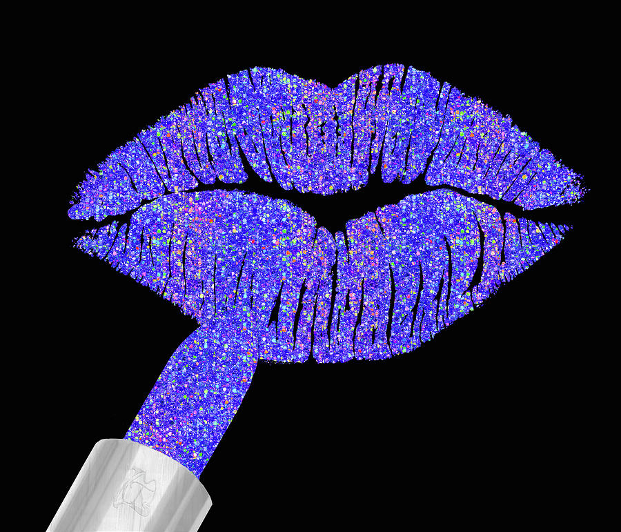 Illustration Photograph - Iridescent Glitter Lips Purple by Tina Lavoie