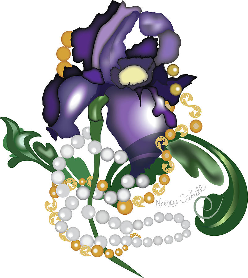 Iris Digital Art - Iris Accessorized by Nancy Cahill Iris Digital Art - Iris Accessorized by Nancy Cahill