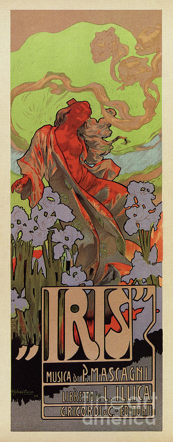 Iris art nouveau opera Drawing by Heidi De Leeuw