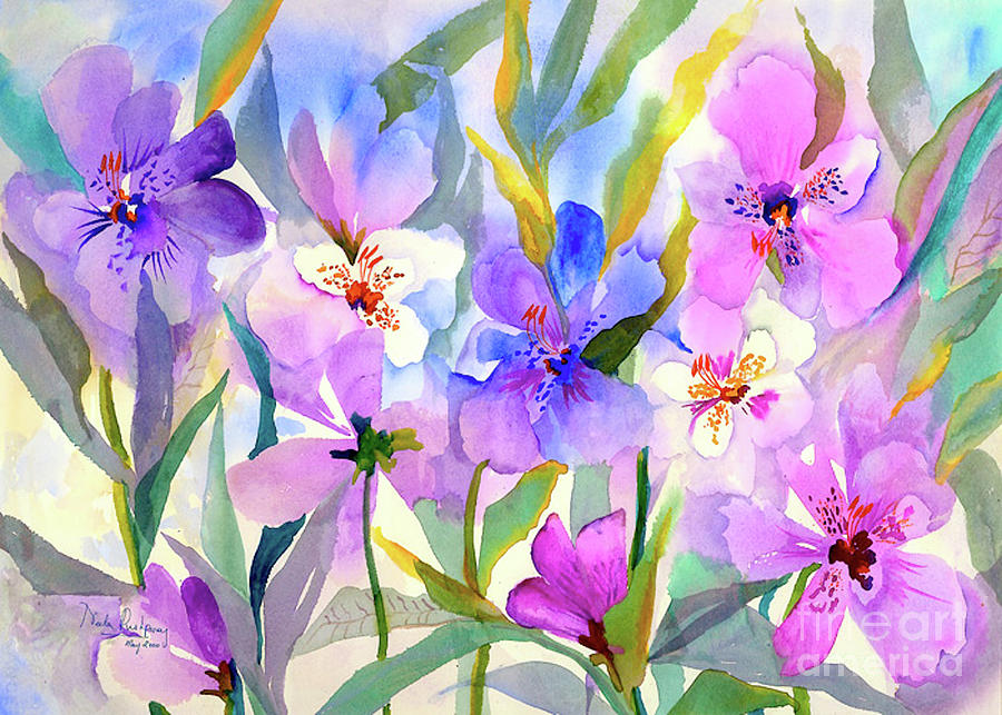 Iris Fields By Neela Pushparaj Painting by Neela Pushparaj