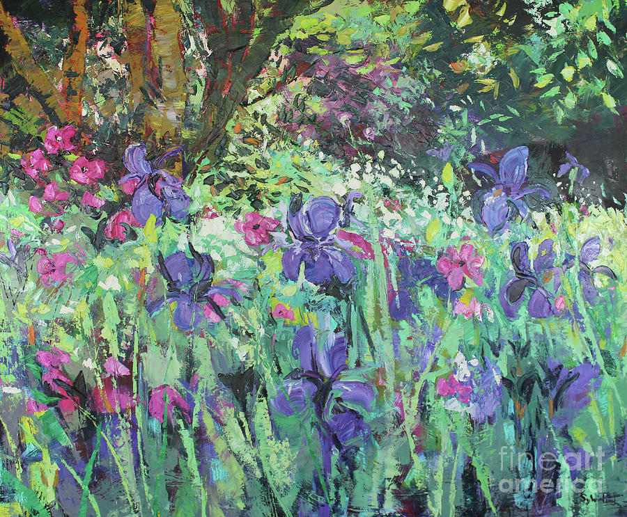 Iris Garden Painting by Sylvia Paul