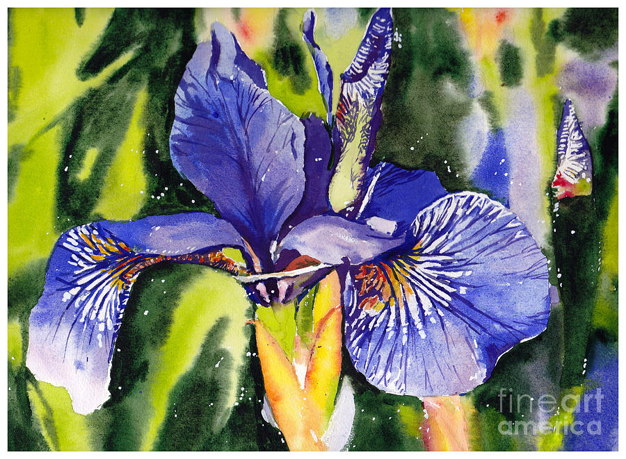 Blue Painting - Iris In Bloom by Suzann Sines Blue Painting - Iris In Bloom by Suzann Sines