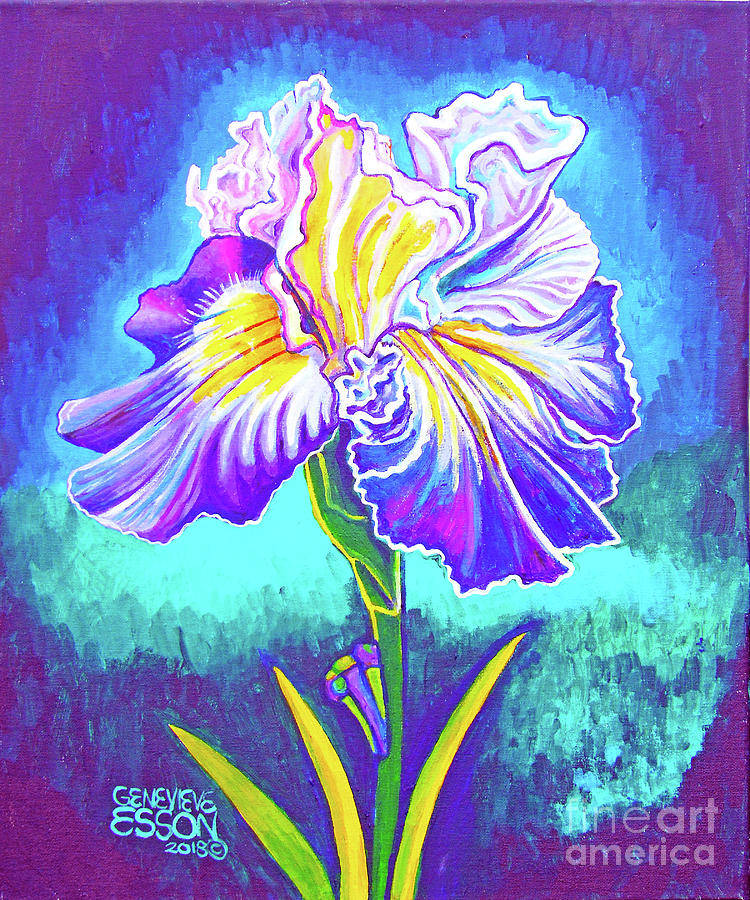 Iris In Violet Painting by Genevieve Esson