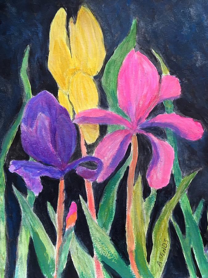 Irises in Bloom Painting by Anne Sands