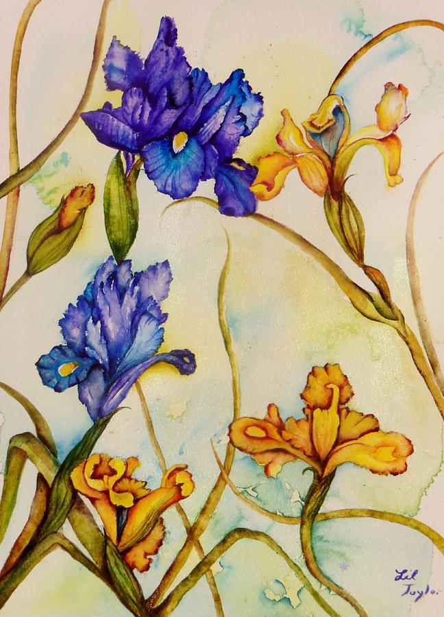 Irises Painting by Lil Taylor