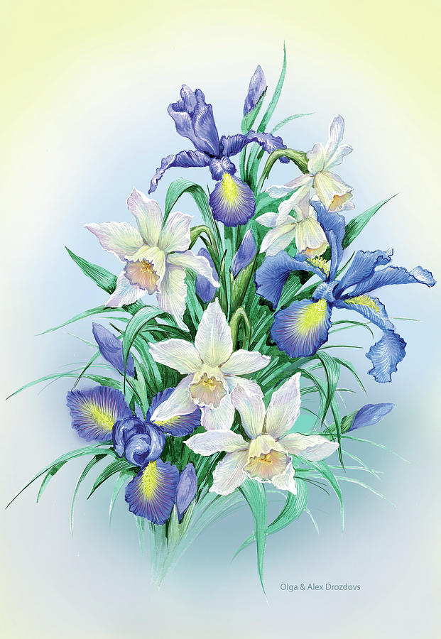 Flower Digital Art - Irises by Olga And Alexey Drozdov