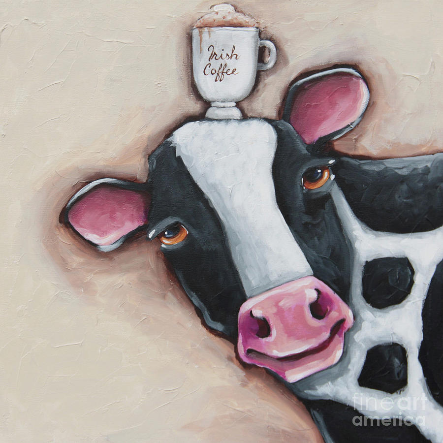 Irish Coffee Cow Painting by Lucia Stewart