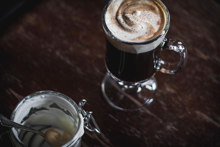 Irish Coffee With An Empty Mason Jar Photograph by Mel Boehme