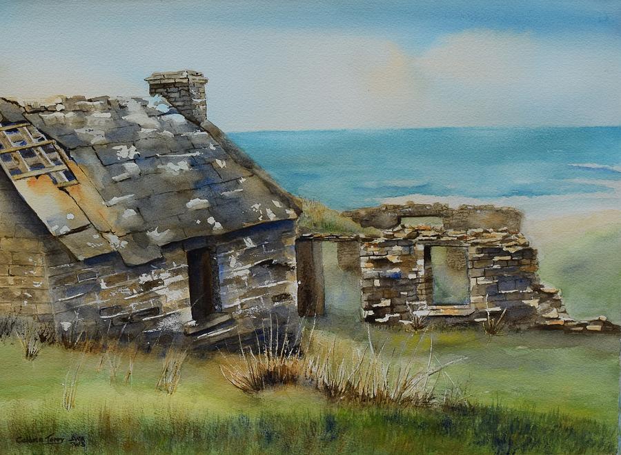 Irish Cottage by the Sea Painting by Celene Terry