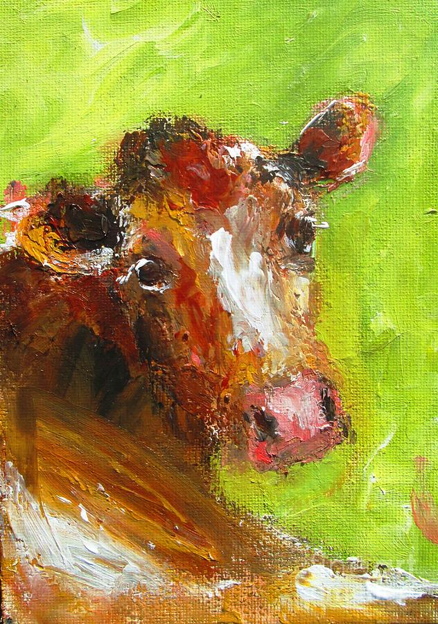 Paintings Of Irish Cows On Green  Painting by Mary Cahalan Lee - aka PIXI