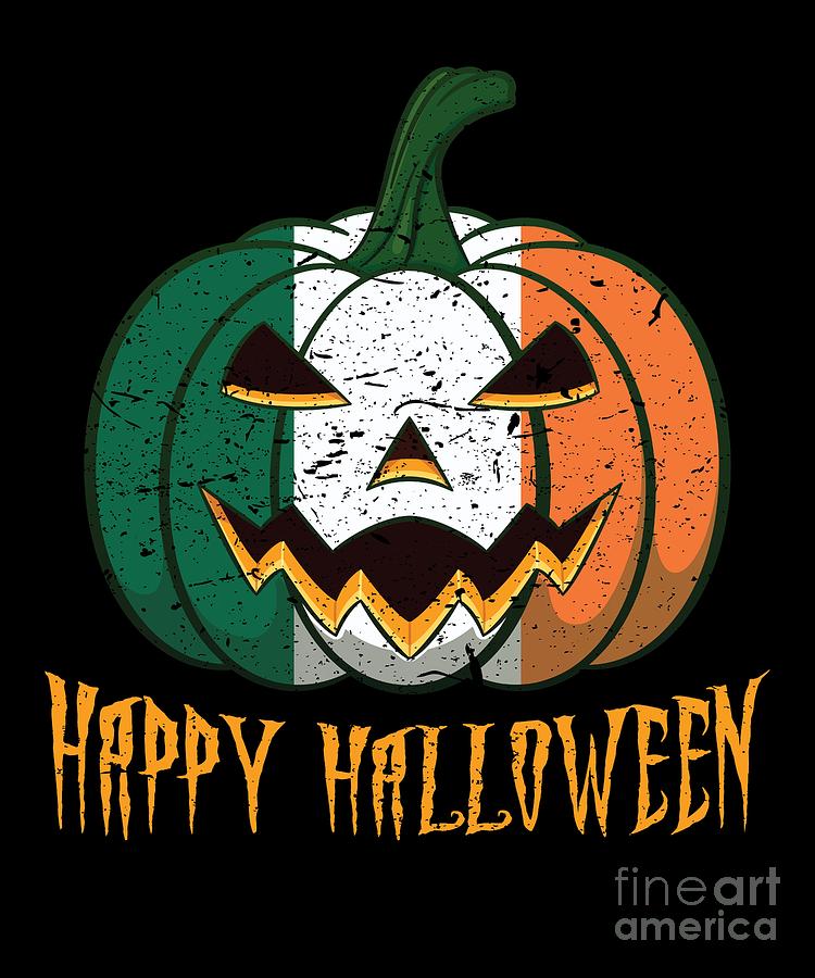 Irish Flag Halloween Pumpkin Jack o Lantern Costume Digital Art by Martin Hicks