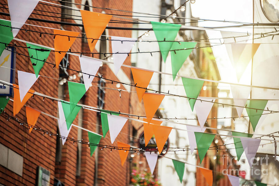 Irish flags garlands Photograph by Delphimages Dublin Photography